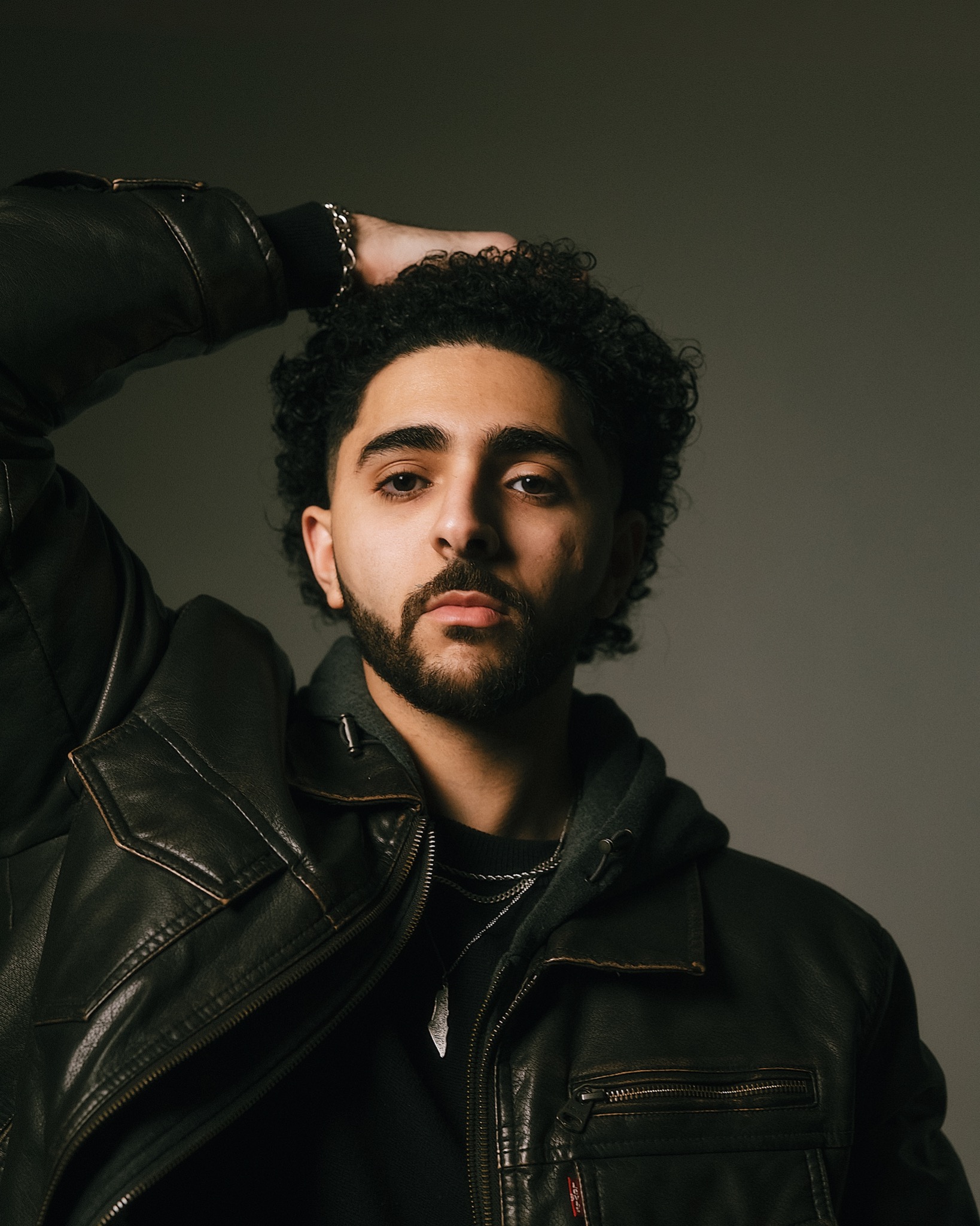 Leather jacket close portrait