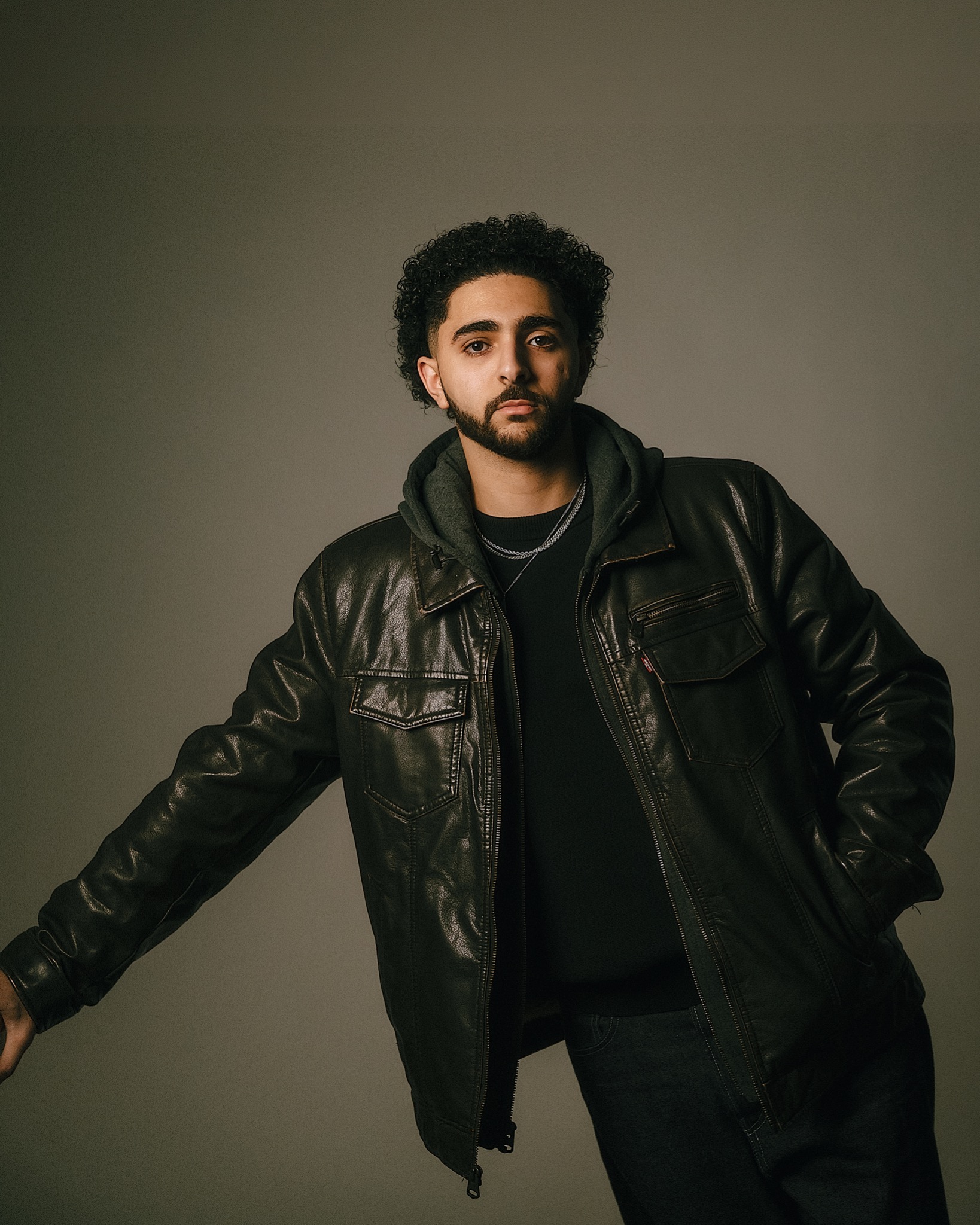 Leather jacket standing portrait