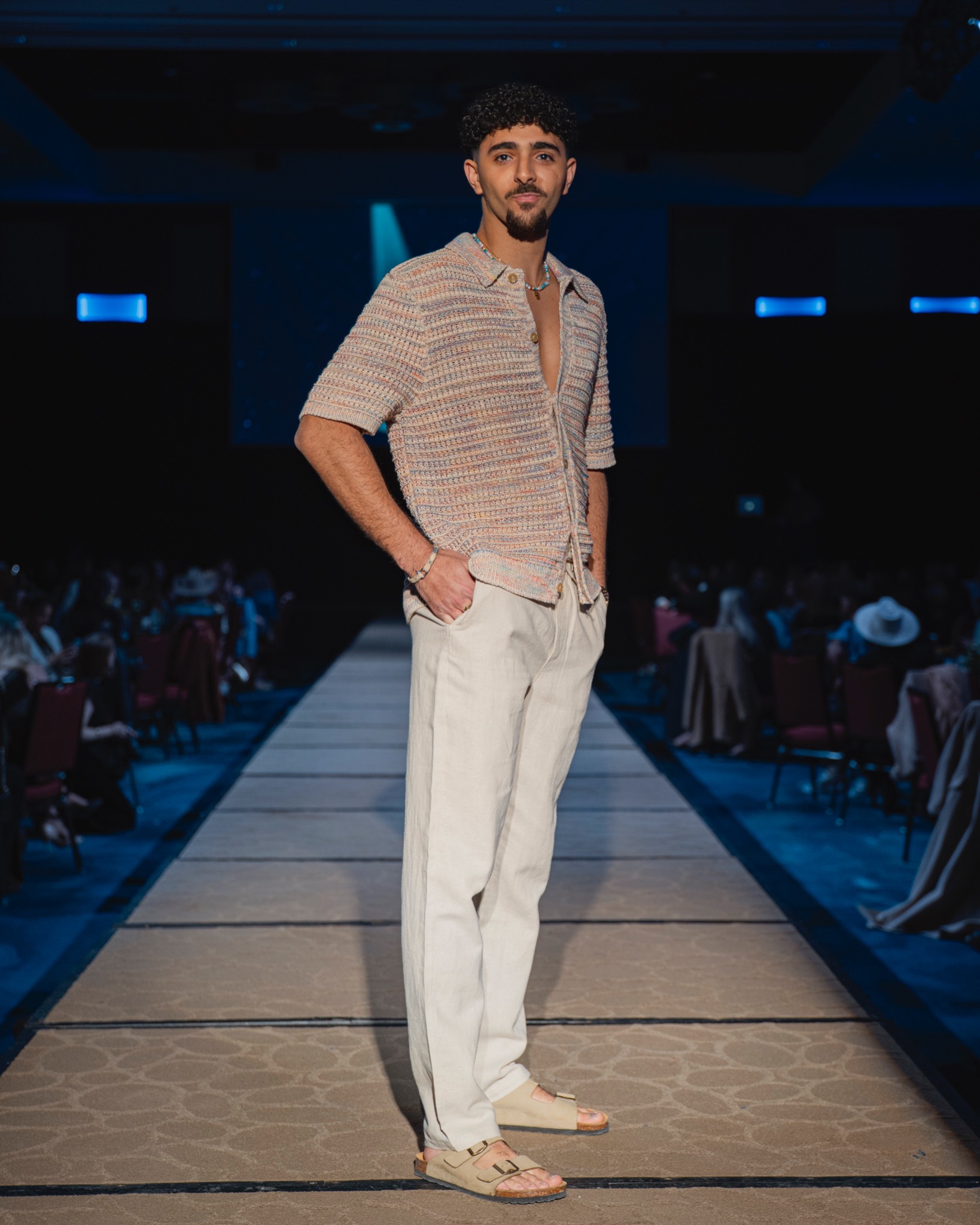 Mostafa Masoud in beige knit runway look